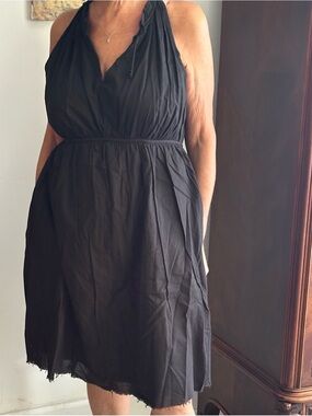 Black Cotton Halter Dress